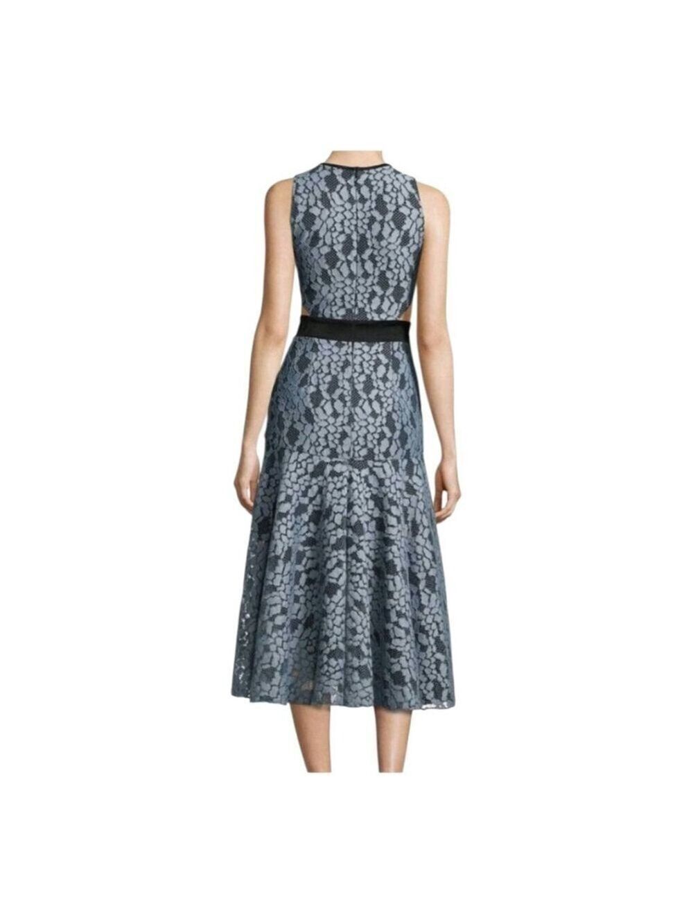 Alexis Dress Size S Blue & Black Lace Cutout Midi - Picture 2 of 5
